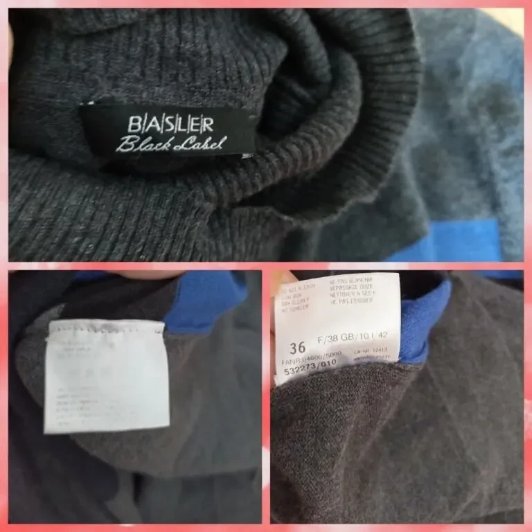 Basler Шерсть + шелк Шерстяной женский гольф разноцветный т серый 36 9