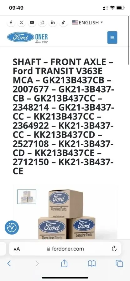 Кк21-3B 437-CD.Код. 2527108. Полуось к коробке автомат. ford  transit. 3