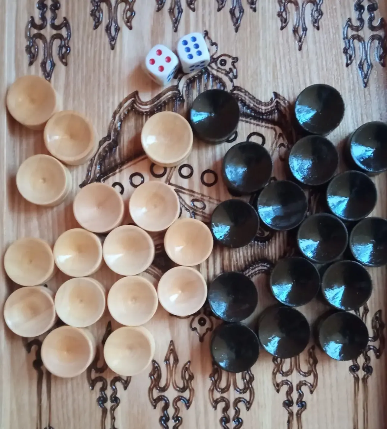 Нарди з дерева, дракон 50см 2