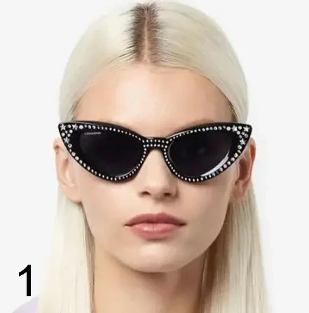 Солнцезащитные очки кошачий глаз со стразами Y2K.