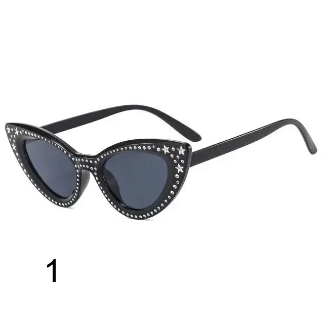 Солнцезащитные очки кошачий глаз со стразами Y2K. 3