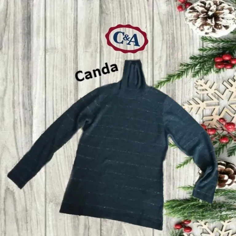 C&A Canda Полушерсть Теплый женский гольф т. серый с люрекс S M 2
