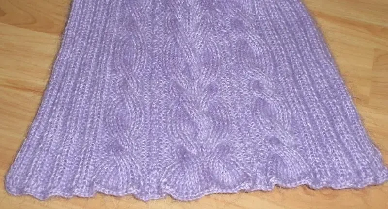 В'язаний шарф лавандовий з косами з ангори . hand made 2