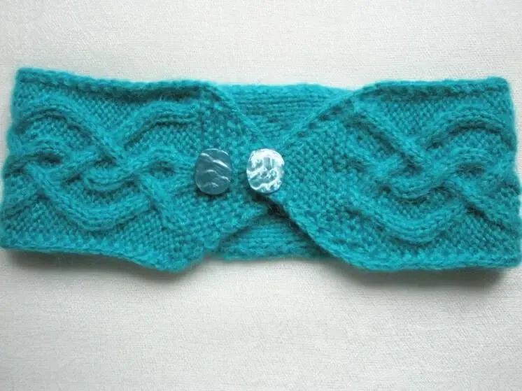 Повязка на голову ручной работы бирюзового цвета. M-L 5