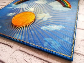 Картина веселка, радуга на небе, стринг арт, картина радуга