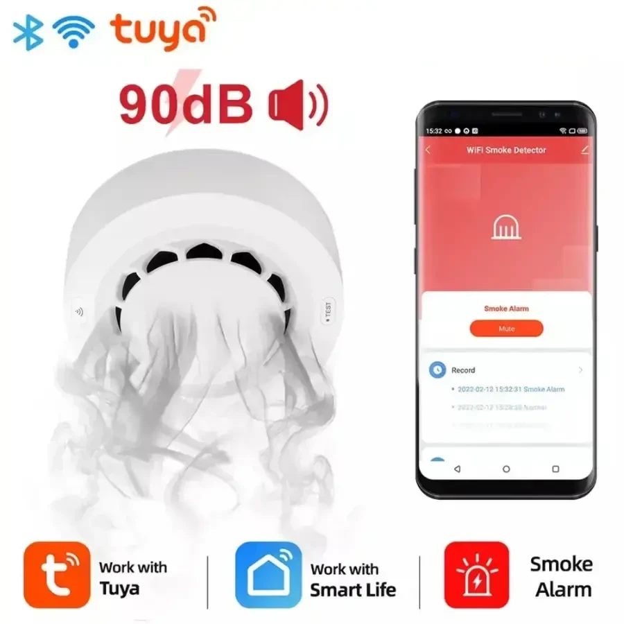 WiFi детектор дыма, возгорания, пожара TUYA с уведомлением на телефон