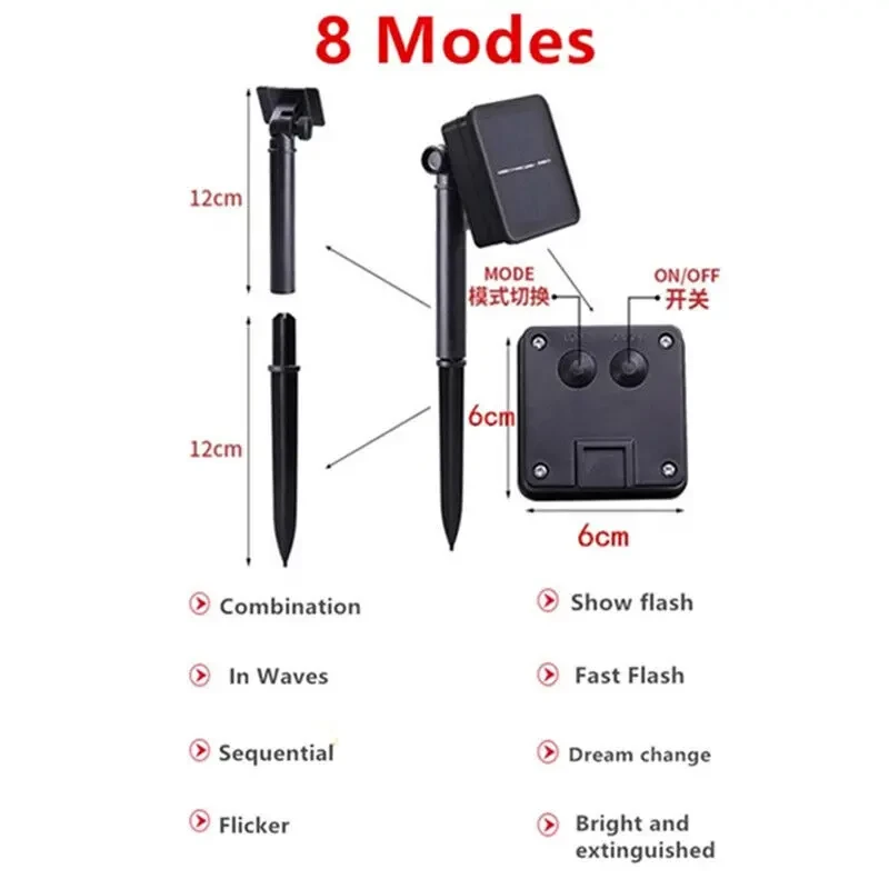 Садовая гирлянда на солнечной батарее, 50 красных светодиодов, 7м 6