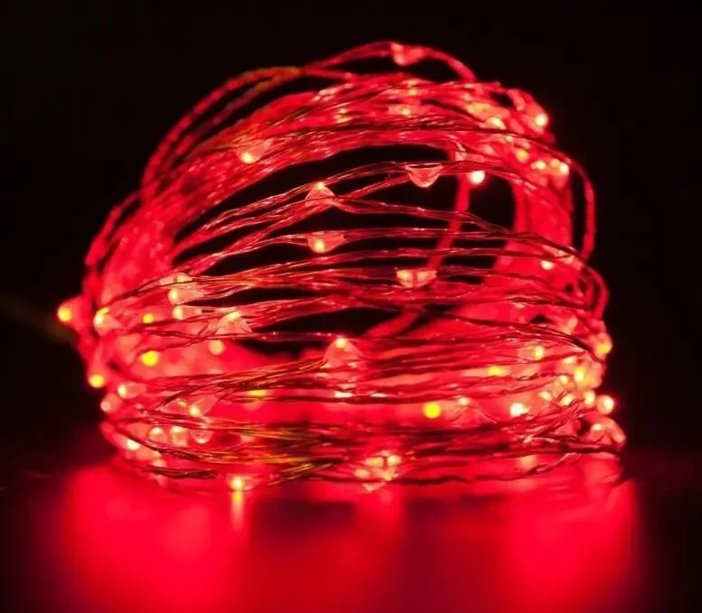 Садовая гирлянда на солнечной батарее, 50 красных светодиодов, 7м