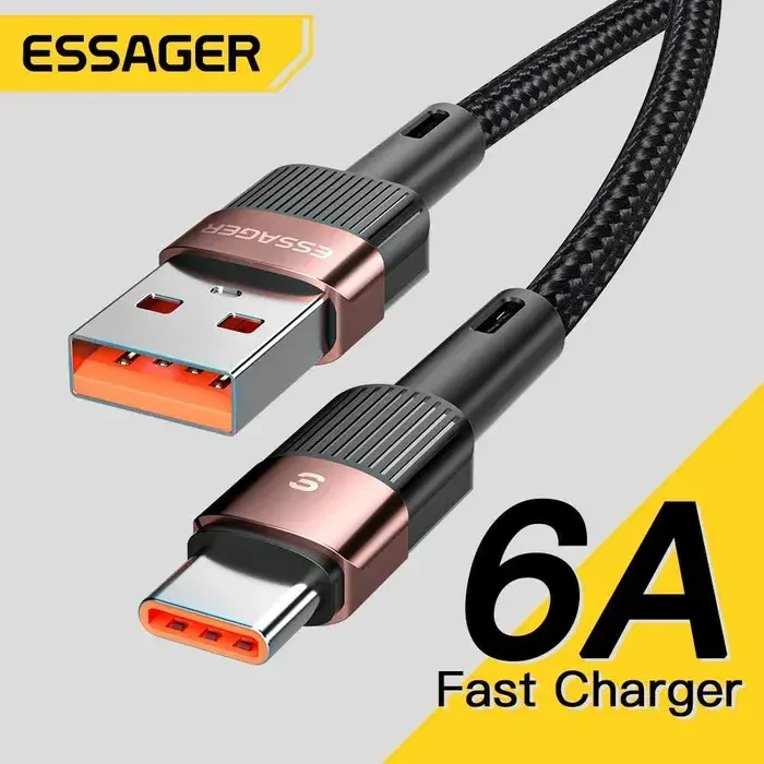 Кабель супершвидкоі, турбо зарядки ESSAGER USB Type-C 6А,66W