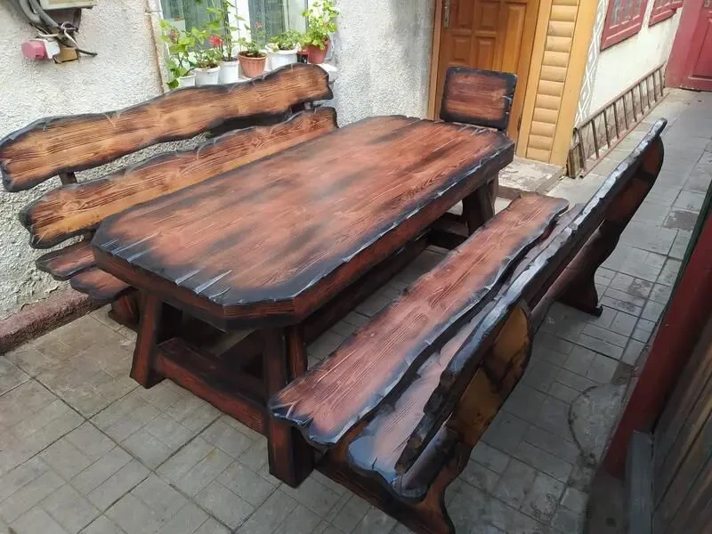 Комплект мебели Охотничий  1800мм ( стол, стулья, лавки ) 4