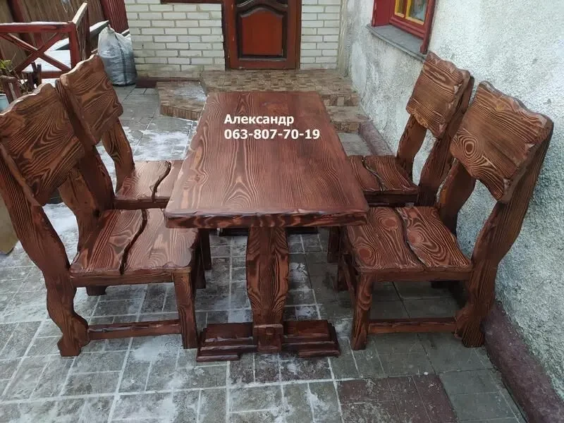 Комплект мебели Рустик ( стол стулья ) из дерева под старину 6