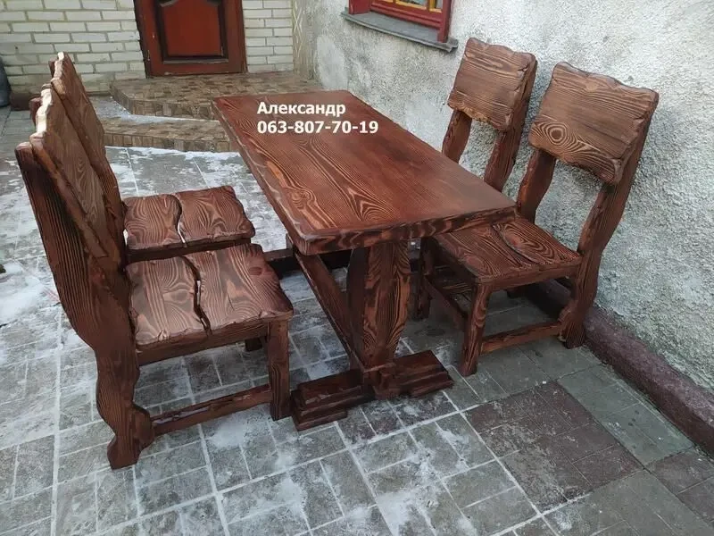 Комплект мебели Рустик ( стол стулья ) из дерева под старину 7