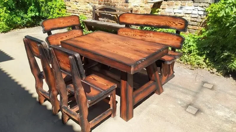 Комплект меблів Мисливський 1800 мм (стіл 2 лавки 2 крісла) 8