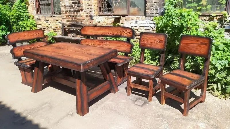 Комплект меблів Мисливський 1800 мм (стіл 2 лавки 2 крісла) 9