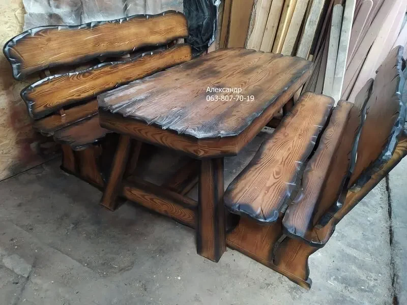 Комплект мебели для бани  7 ( для бани, под старину, стол и лавки 5