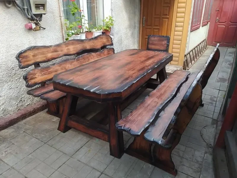 Комплект мебели для бани  7 ( для бани, под старину, стол и лавки
