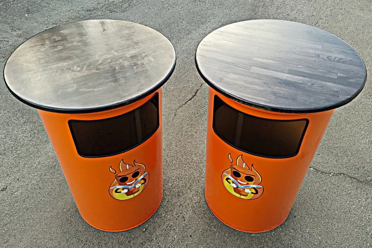 Металева урна бочка з вашим логотипом. Сміттєва урна з бочки