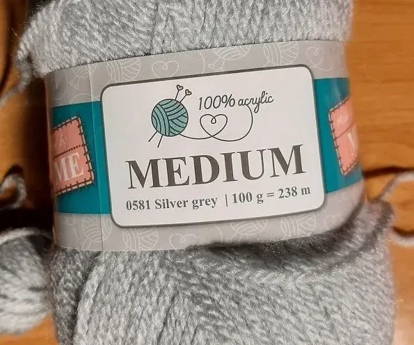 Пряжа нитки Medium Silver Grey Серебряный серый 100% Acrylic For Hand 3