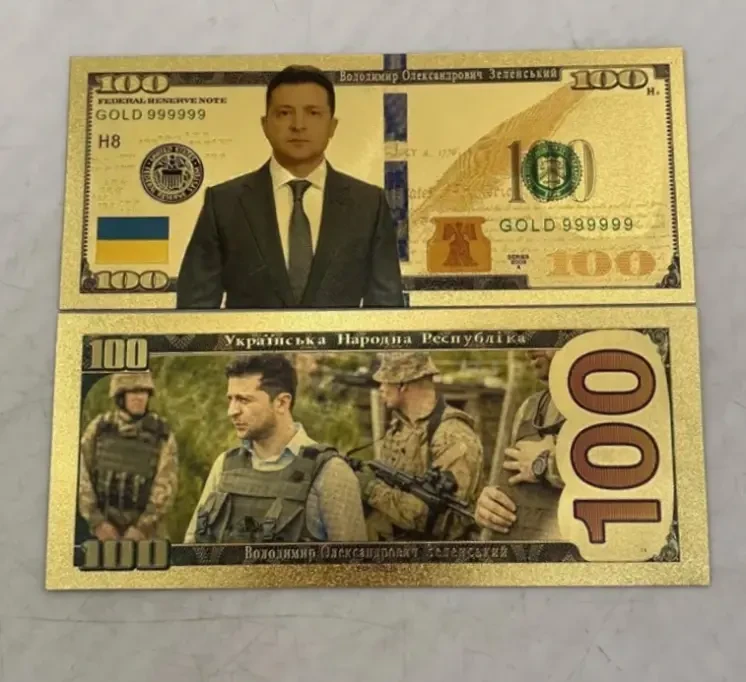 Сувенирная банкнота 100дол В. Зеленский 3