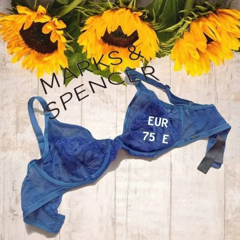 M  S EUR 75E Бюстгальтер мягкая чашка косточка сине васильковый