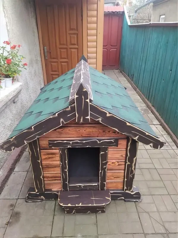 Утепленная будка Под СТАРИНУ для большой собаки ( домик ) 5