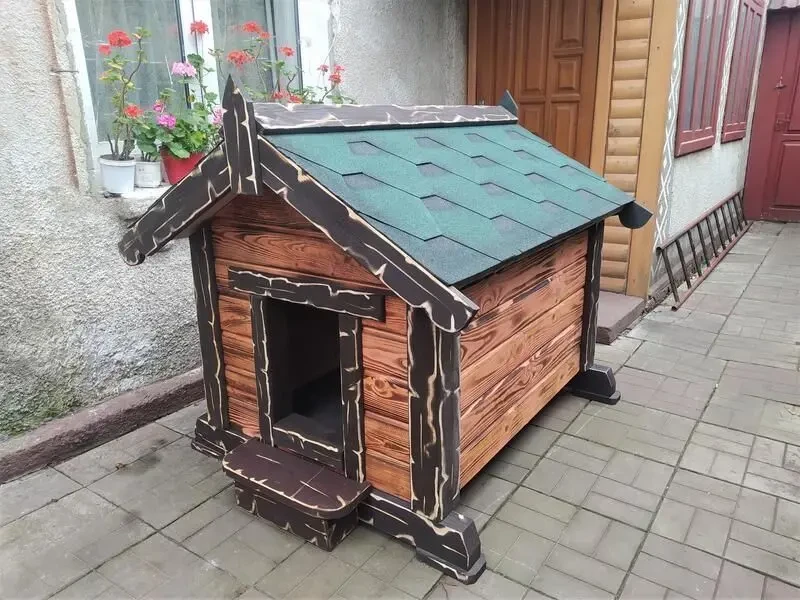 Утепленная будка Под СТАРИНУ для большой собаки ( домик ) 3