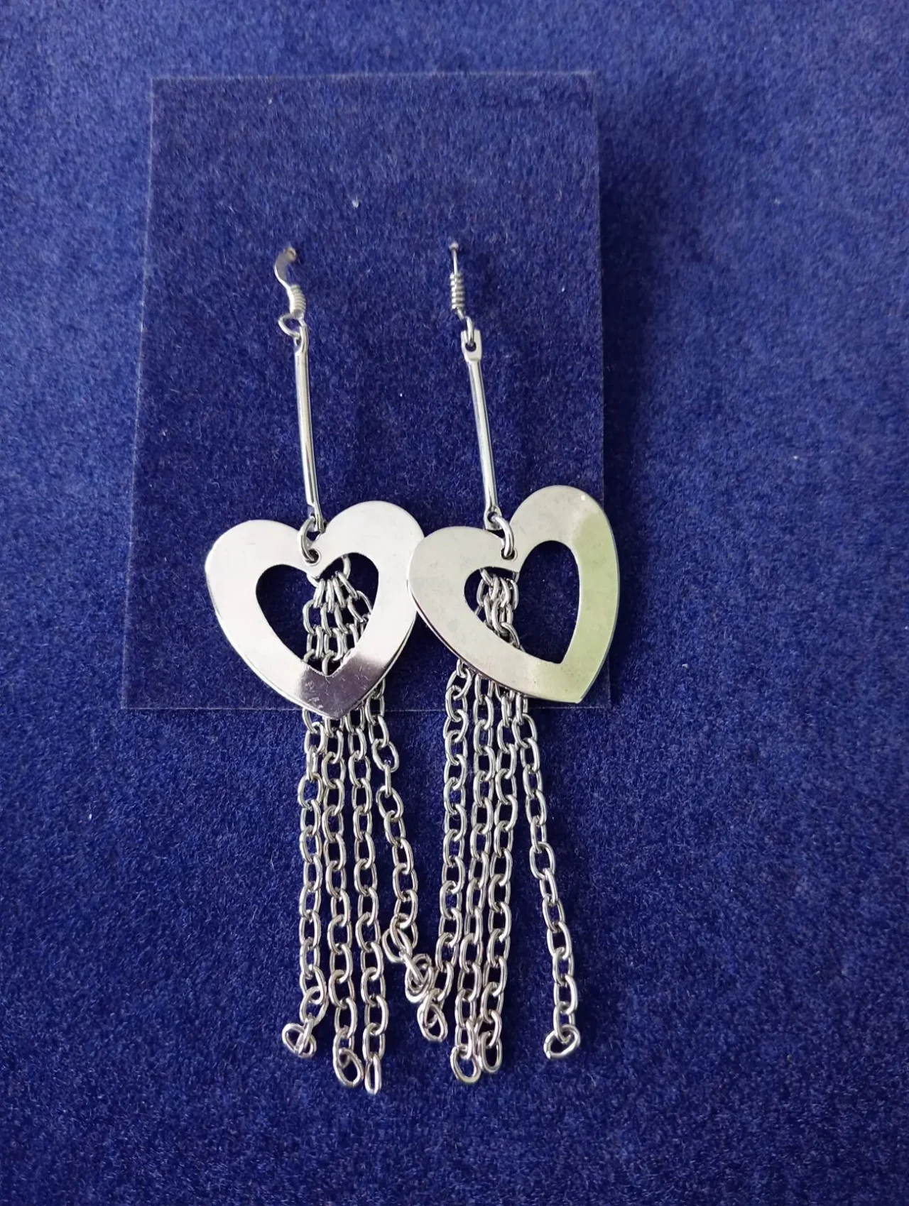 Сережки с сердцем та ланцюжками