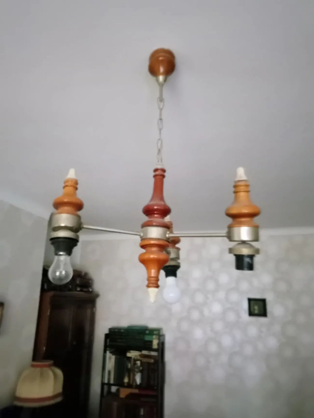 Люстра из дерева и металла.  Ретро - СССР