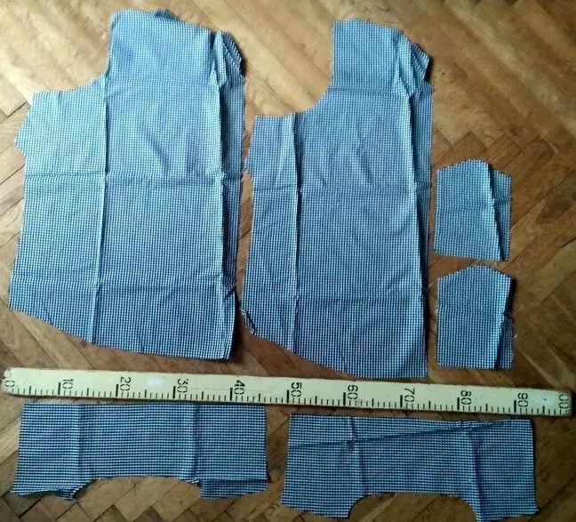 Блуза ткань маленькая черно-белая клетка 3