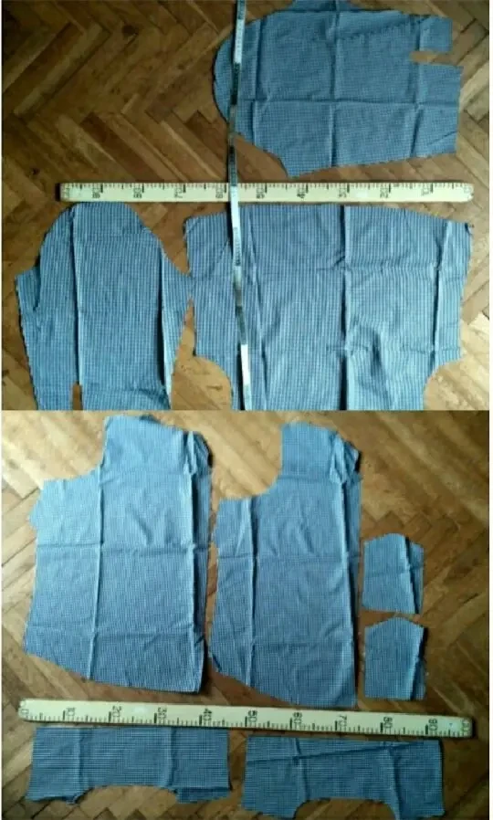 Блуза ткань маленькая черно-белая клетка 2