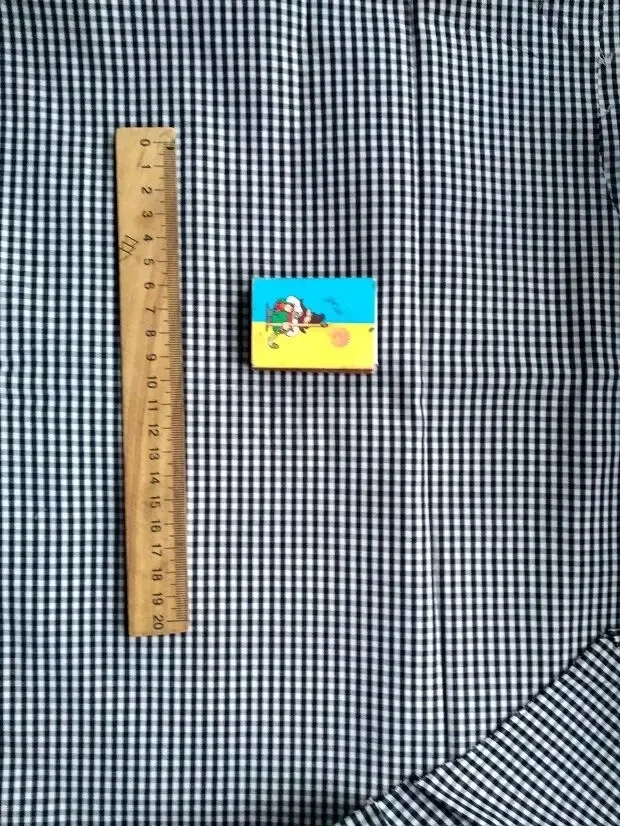 Блуза ткань маленькая черно-белая клетка 10