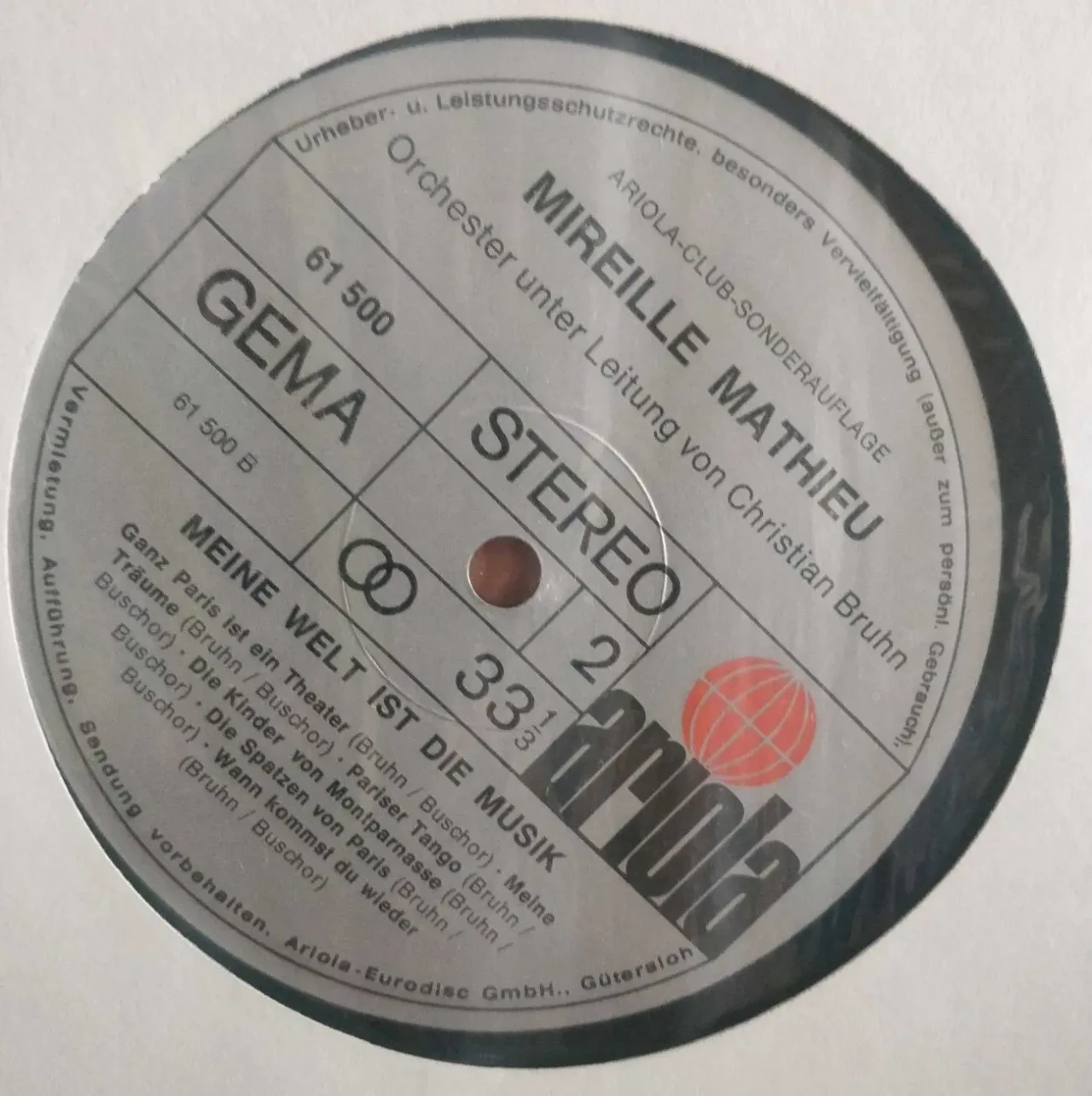 Винил. Mireille Mathieu. GEMA. 3