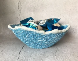 Декоративна новорічна тарілка цукерниця ручної праці