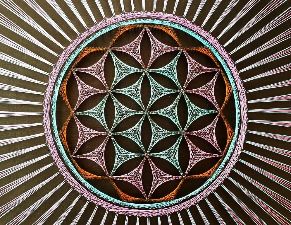 Картина квітка життя, мандала нитками, стринг арт 5