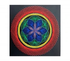 Картина магічна квітка, декор на стіну нитками, стринг арт