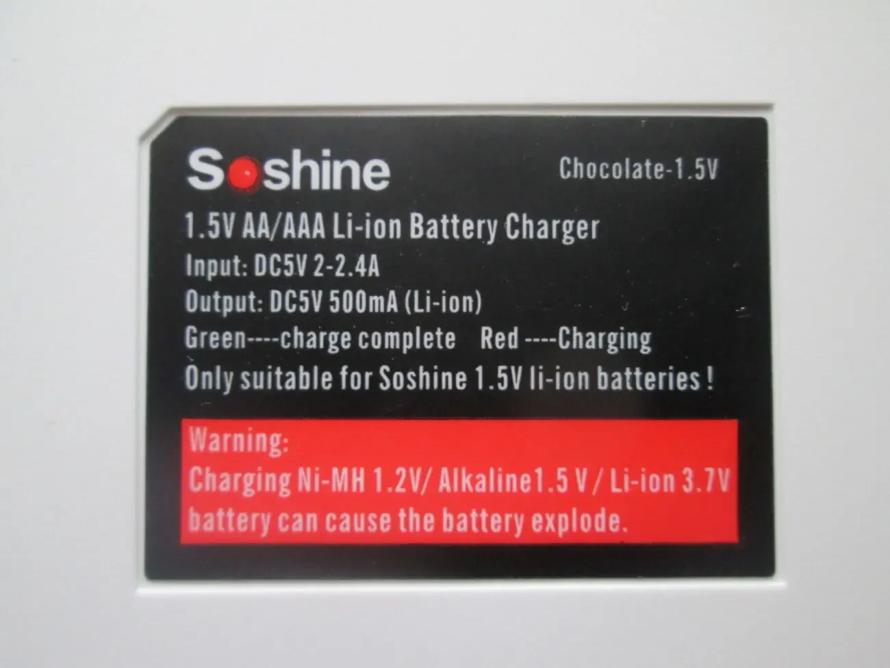 Зарядний пристрій Soshine Chocolate USB Charg Li-ion 1.5v AA/AAA новий 10
