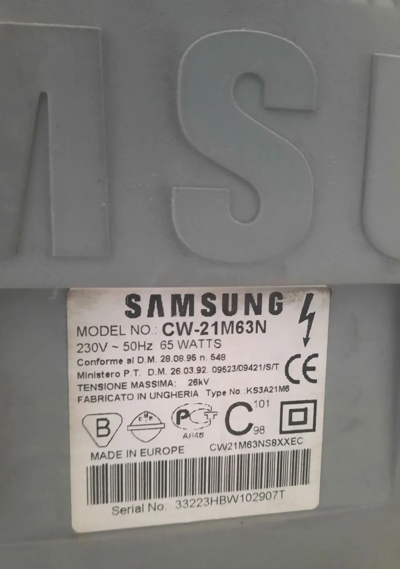 Продам телевизор SAMSUNG CW-21 M 63 N 3
