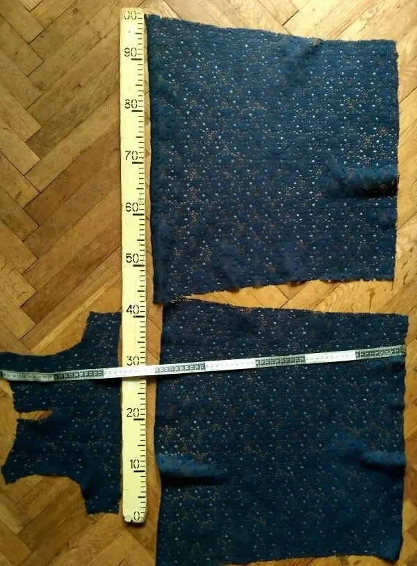 Юбка  ткань красивый кружевной гипюр синего цвета 3