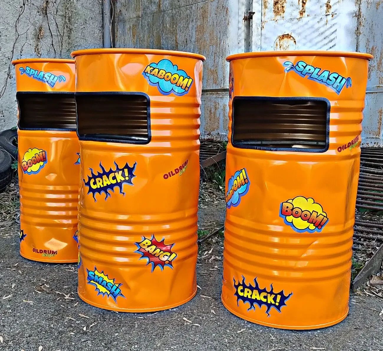 Урна металева для сміття 100л у вигляді бочки з вашим логотипом 4