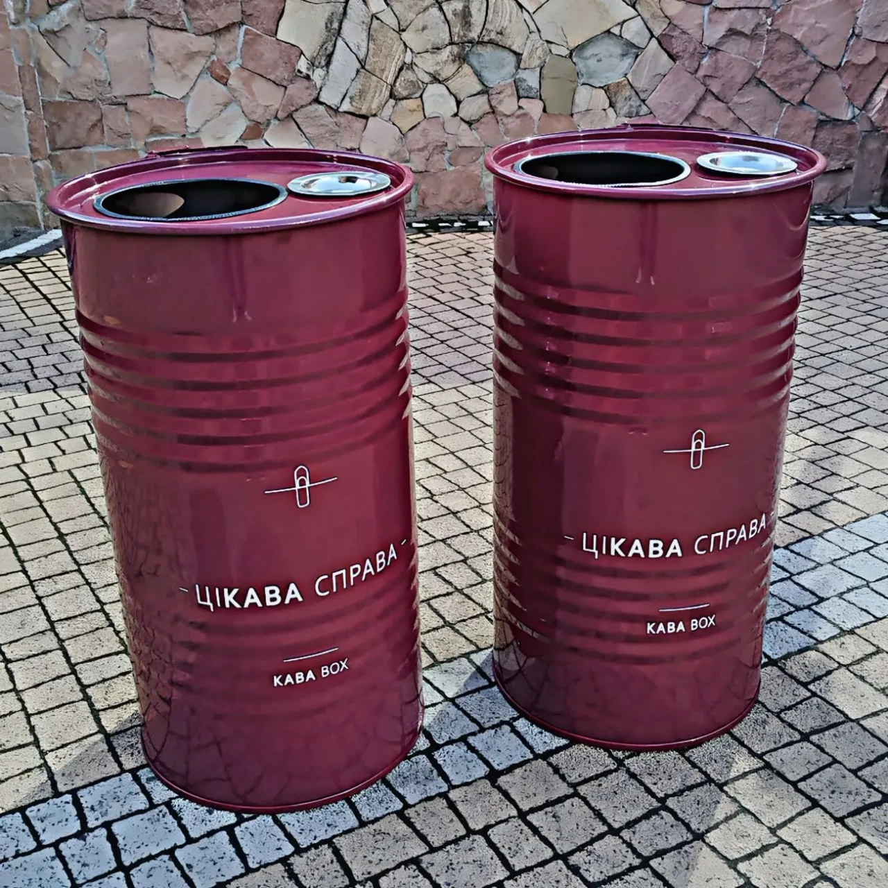 Урна металева для сміття 100л у вигляді бочки з вашим логотипом