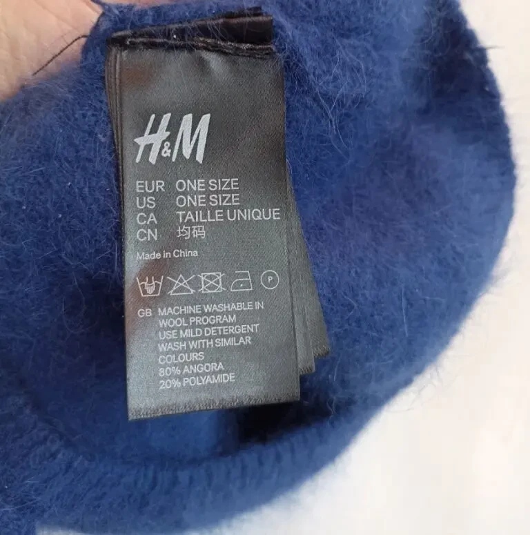 HM ангора женский теплый берет /шапка  синий 5