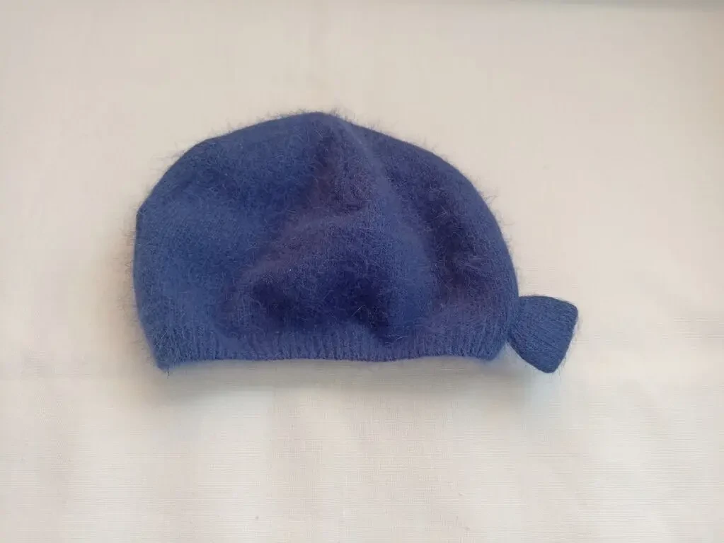 HM ангора женский теплый берет /шапка  синий 4