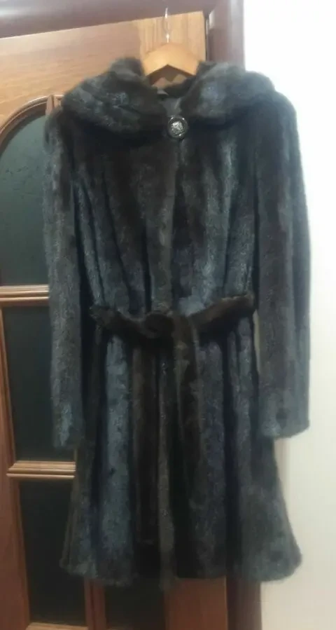 Супершубка норка канадка з капюшоном та поясом 4