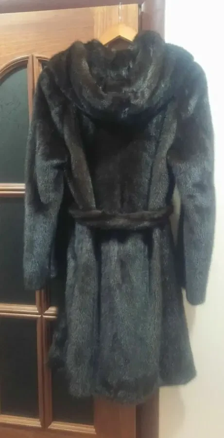 Супершубка норка канадка з капюшоном та поясом 3