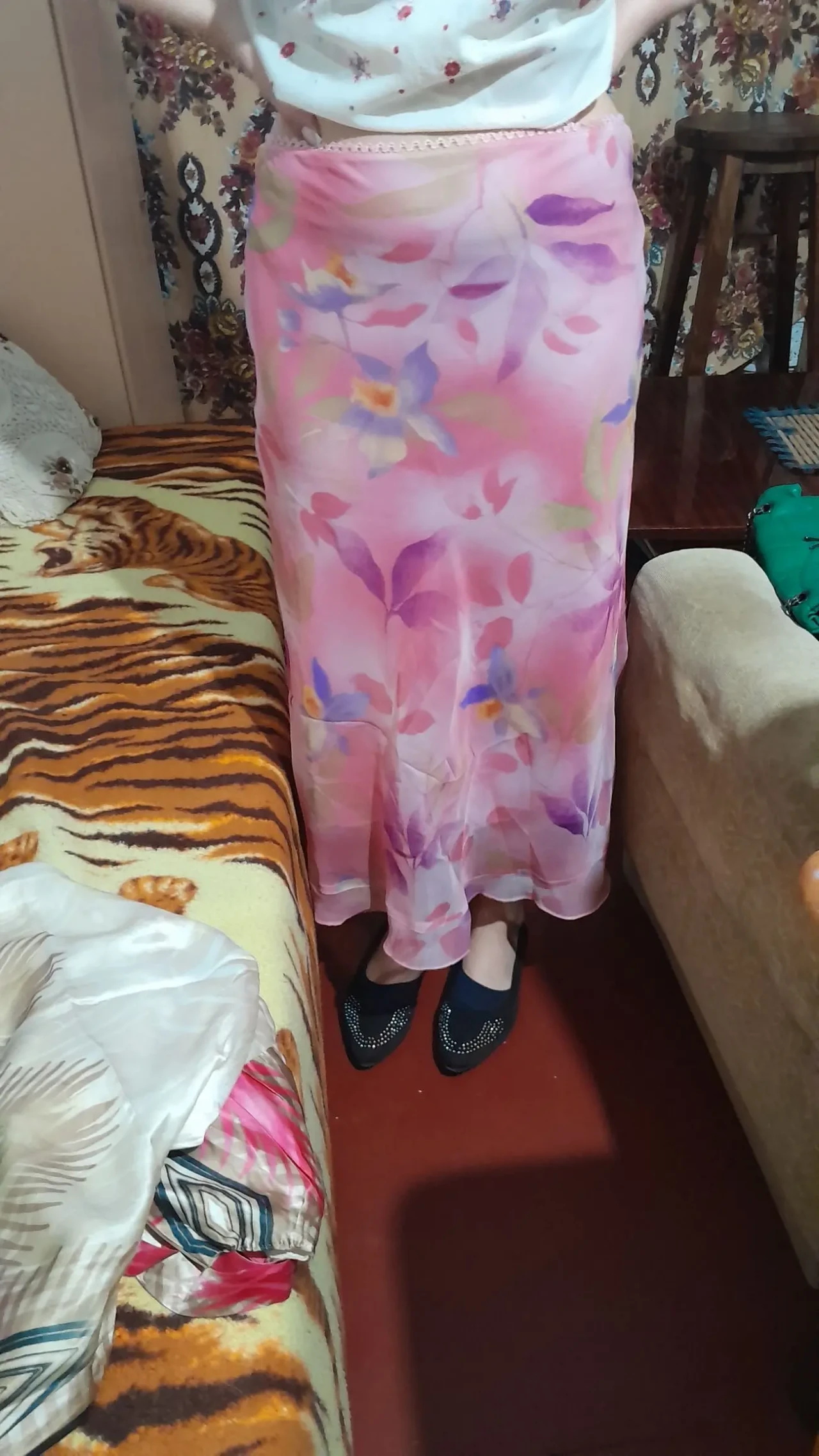 Красивая цветная розовая юбка на подкладке 5