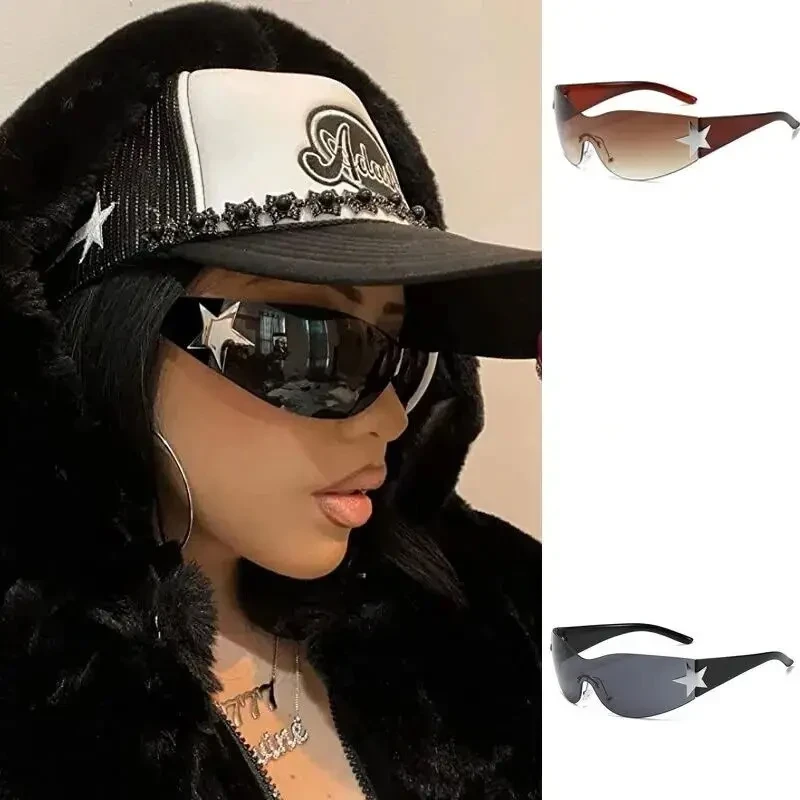 Солнцезащитные очки Y2K с сердечками, со звездой 4