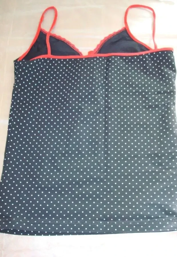 Красивая майка женская бельевая пижамная хлопок черная в горох xs/s 5