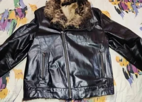 Кожаная зимняя куртка-косуха Fashion House