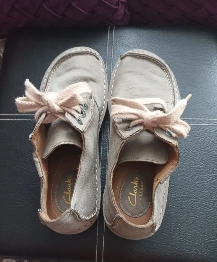 Clarks artisan Удобные женские туфли  на шнурке кожа серые 3