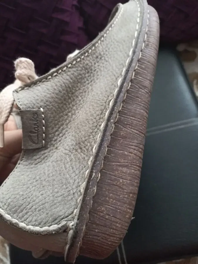 Clarks artisan Удобные женские туфли  на шнурке кожа серые 6